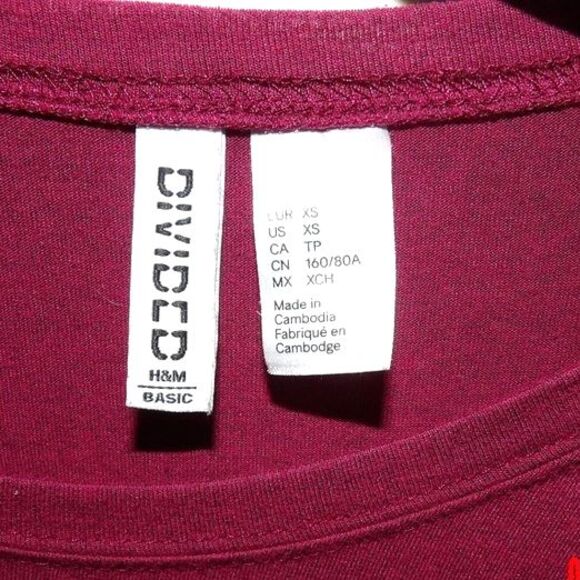 Divided H&M Basic T-Shirt Dress Size XS Burgundy Maroon Comfortable Casual - Picture 5 of 5